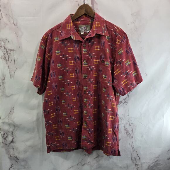 The Territory Ahead Shirt Mens Medium Red Button Up Short Sleeve Retro Vtg - Picture 1 of 11